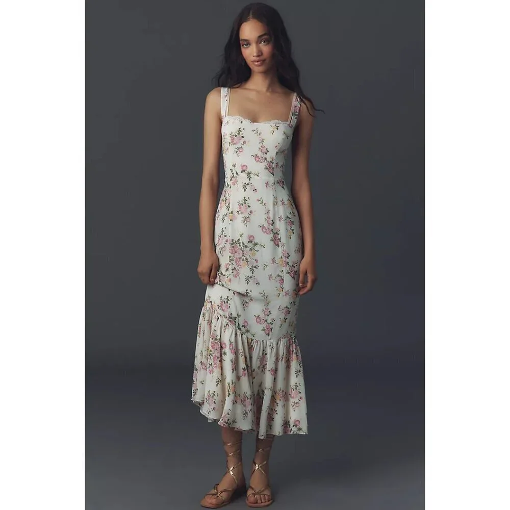 REFORMATION Irisa Floral Trumpet Dress in Posy Size US 6 - Picture 2 of 11